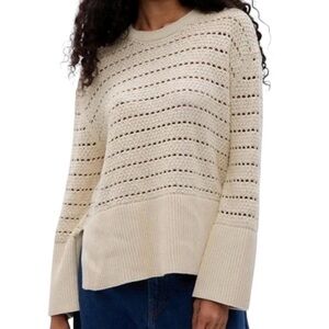 Gap Cotton Crochet Knit Sweater Women’s XXS Relaxed Fit Boho Crewneck